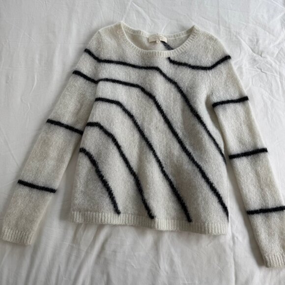 Sezane cream and black striped sweater